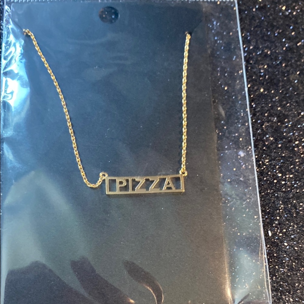 Goldtone Necklace with 'PIZZA' Pendant